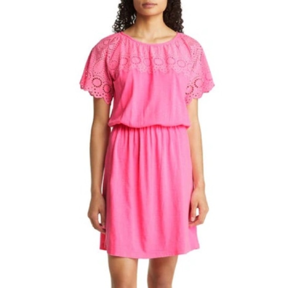 Lilly Pulitzer Taylinn Dress Womens Size S Prosecco Pink Embroidered Eyelet